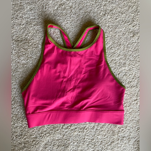 Fabletics PowerHold hot pink fuschia w/ olive sports bra - Picture 2 of 7